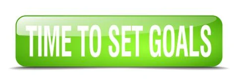 Time to set goals green square 3d realistic isolated web button Stock Illustration