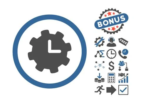 Time Settings Flat Vector Icon With Bonus Stock Illustration