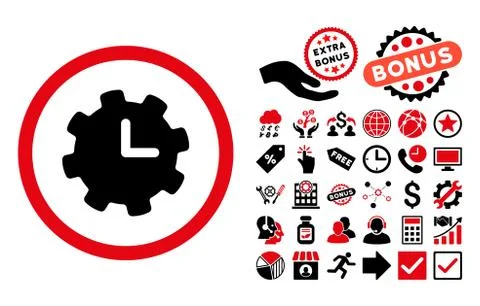 Time Settings Flat Vector Icon with Bonus Stock Illustration