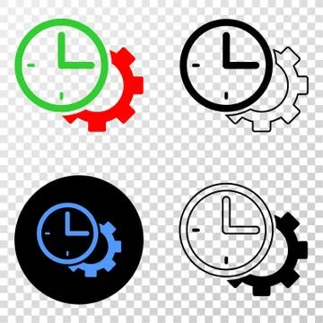 Time Settings Gear Vector EPS Icon with Contour Version Stock-Illustration