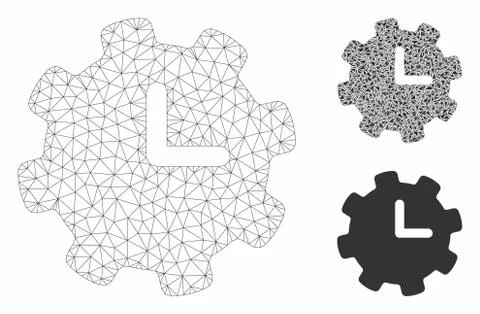 Time Settings Vector Mesh Network Model and Triangle Mosaic Icon Stock-Illustration