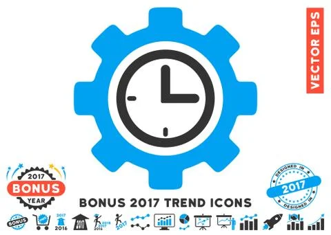 Time Setup Gear Flat Icon With 2017 Bonus Trend Stock-Illustration
