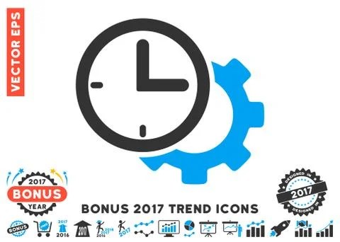 Time Setup Gear Flat Icon With 2017 Bonus Trend Stock-Illustration