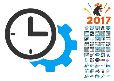 Time Setup Gear Icon With 2017 Year Bonus Pictograms Stock-Illustration
