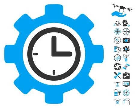 Time Setup Gear Icon With Air Drone Tools Bonus Stock-Illustration