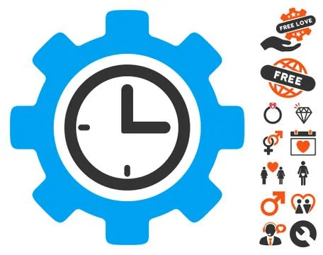 Time Setup Gear Icon with Dating Bonus Stock-Illustration