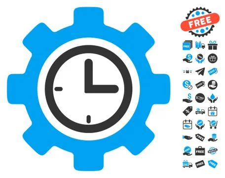Time Setup Gear Icon With Free Bonus Stock-Illustration