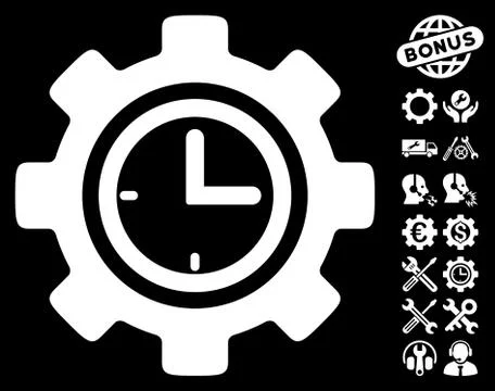 Time Setup Gear Vector Icon with Tools Bonus Stock-Illustration