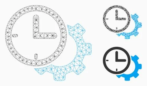Time Setup Gear Vector Mesh Network Model and Triangle Mosaic Icon Stock-Illustration