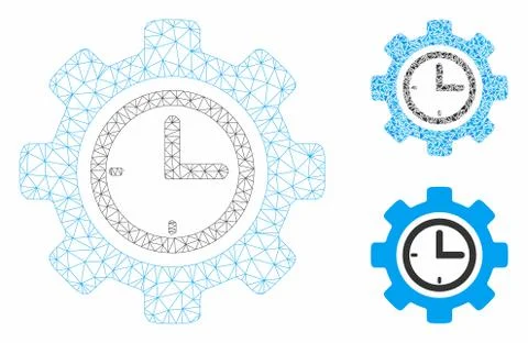 Time Setup Gear Vector Mesh 2D Model and Triangle Mosaic Icon Illustrazione stock