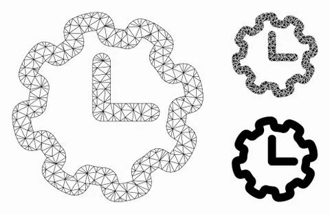 Time Setup Vector Mesh Carcass Model and Triangle Mosaic Icon Stock-Illustration