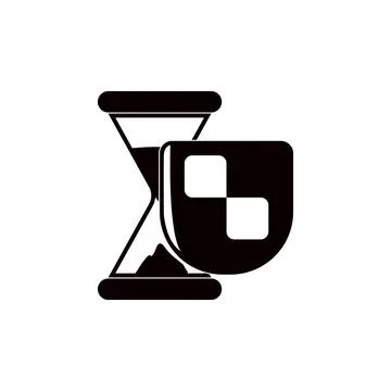 Time with a shield icon. Elements of insurance icon. Premium quality graphic 库存插图