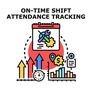 On time shift attendance tracking system concept Stock Illustration