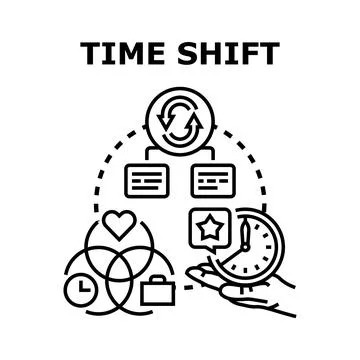 Time shift concept for flexible scheduling and work life balance Stock Illustration