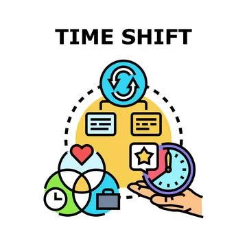 Time shift concept for flexible scheduling and work life balance Stock Illustration
