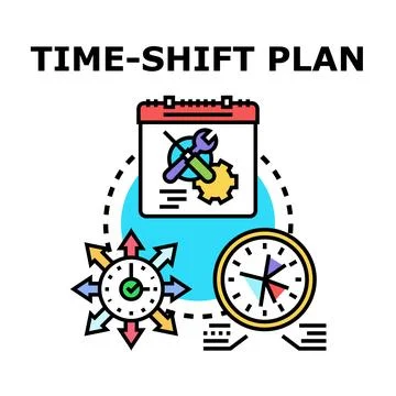 Time shift plan scheduling management and project organization Stock Illustration