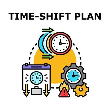 Time shift plan scheduling work management changing flexible Stock Illustration