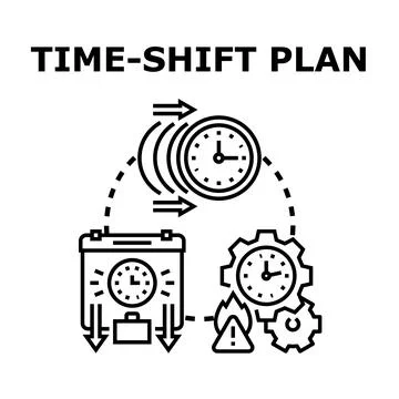 Time shift plan scheduling work management changing flexible Stock Illustration