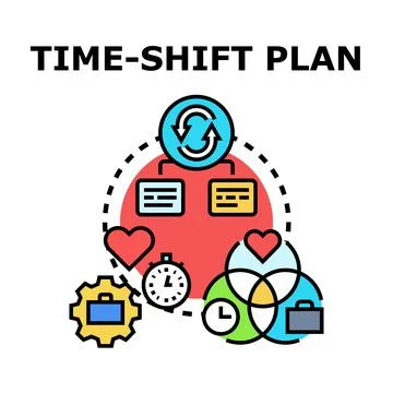 Time shift plan for work life balance managing Stock Illustration