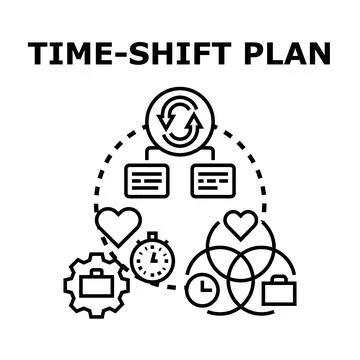 Time shift plan for work life balance managing Stock Illustration