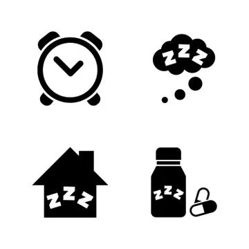 Time to Sleep, Hypnotic. Simple Related Vector Icons Stock Illustration