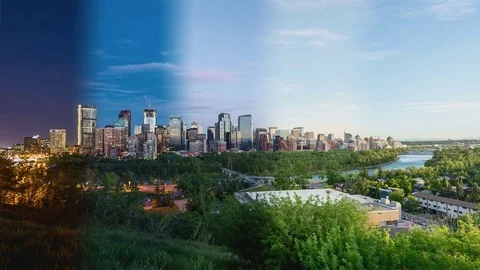 Time slice time lapse day to night of cityscape Stock Footage 73562937