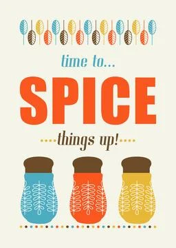 Time To Spice Things Up - Kitchen Cafe Restaurant Poster Art Illustrazione stock