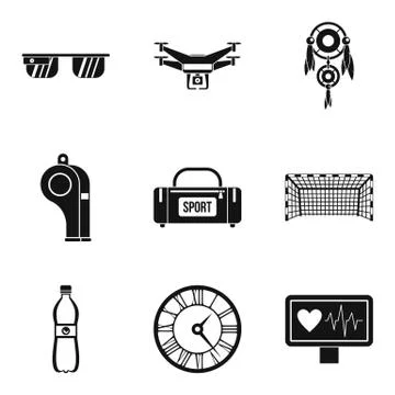 Time for sport icon set, simple style Stock Illustration