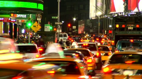 Time Square Cabs time lapse Stock Footage 57685864