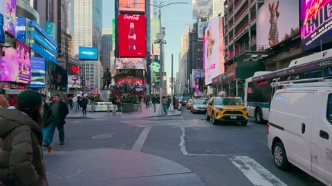 Time Square during afternoon rush hour. 4K Stock Footage 171689392