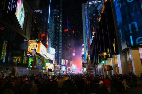 Time Square New York during New Year Celebrations Stock Photos