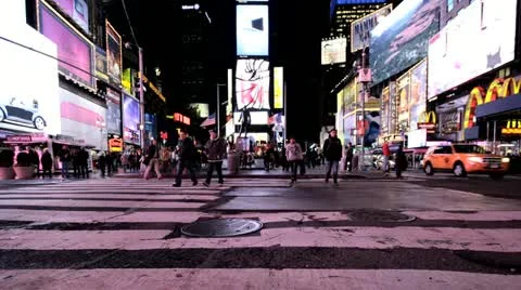 Time Square Night crowd Time-lapse Stock Footage 22145080