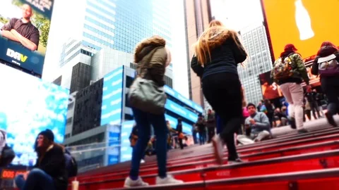 Time square stairs timelapse Stock Footage 93080458