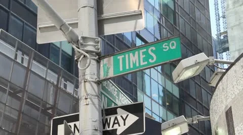 Time Square street sign Stock Footage