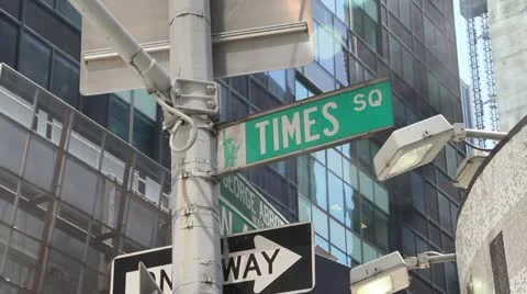 Time Square street sign Stock Footage 11829014