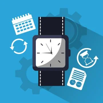Time square watch work calendar date service Illustrazione stock