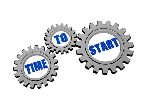 Time to start in silver grey gears Illustrazione stock