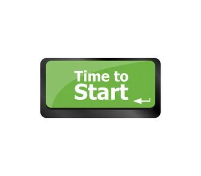 Time to start text button on keyboard keys Stock Illustration