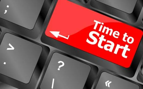 Time to start text button on keyboard keys Stock Illustration