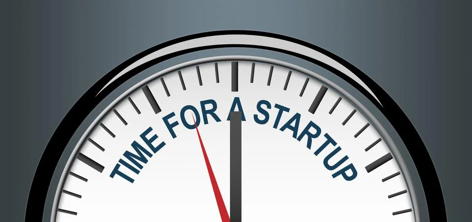 Time for a startup concept with clockface 스톡 일러스트