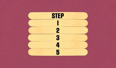 Time to Step Symbol. Concept word Step 1 2 3 4 5  on beautiful wooden stick.. Stock Illustration
