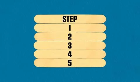 Time to Step Symbol. Concept word Step 1 2 3 4 5  on beautiful wooden stick.. Stock Illustration