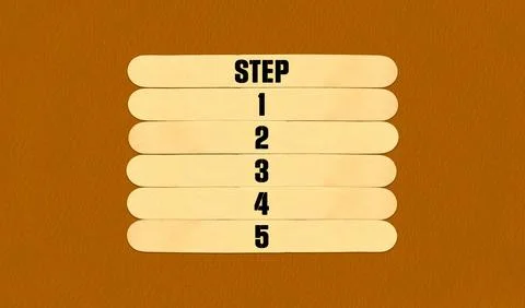 Time to Step Symbol. Concept word Step 1 2 3 4 5  on beautiful wooden stick.. Stock Illustration