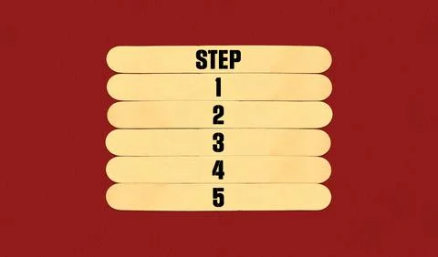 Time to Step Symbol. Concept word Step 1 2 3 4 5  on beautiful wooden stick.. Stock Illustration