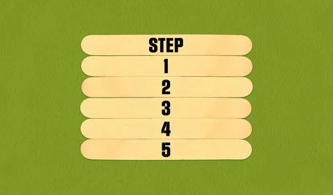 Time to Step Symbol. Concept word Step 1 2 3 4 5  on beautiful wooden stick.. Stock Illustration