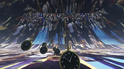 Time stress - Time lapse of people with swinging watches in the foreground Video stock 34457713