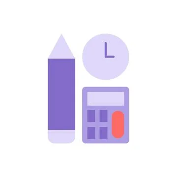 Time to study math vector flat color icon イラスト素材