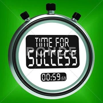 Time for success message means victory and winning Stock Illustration