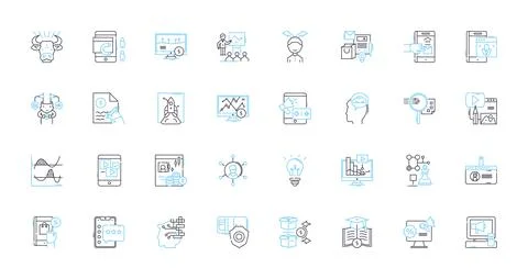 Time sustainability linear icons set. Conservation, Preservation, Efficiency Stock Illustration