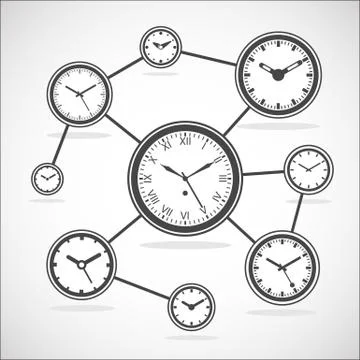 Time synchronization diagram - Isolated Vector Illustration Stock Illustration